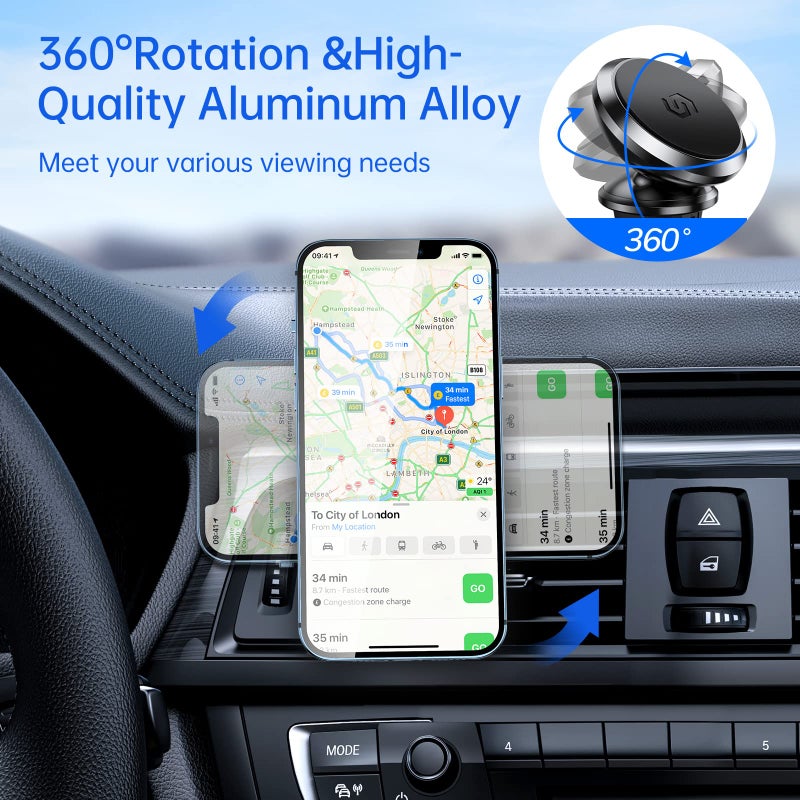SYNCWIRE Magnetic Phone Holder for Car, Super Strong Magnet Phone Holder Mount Air Vent 360Â° Rotatable Cell Phone Holder Mount for Car Compatible iPhone 17 16 15 14 13 12 11 Pro Max, X XS XR,Android - Image 2